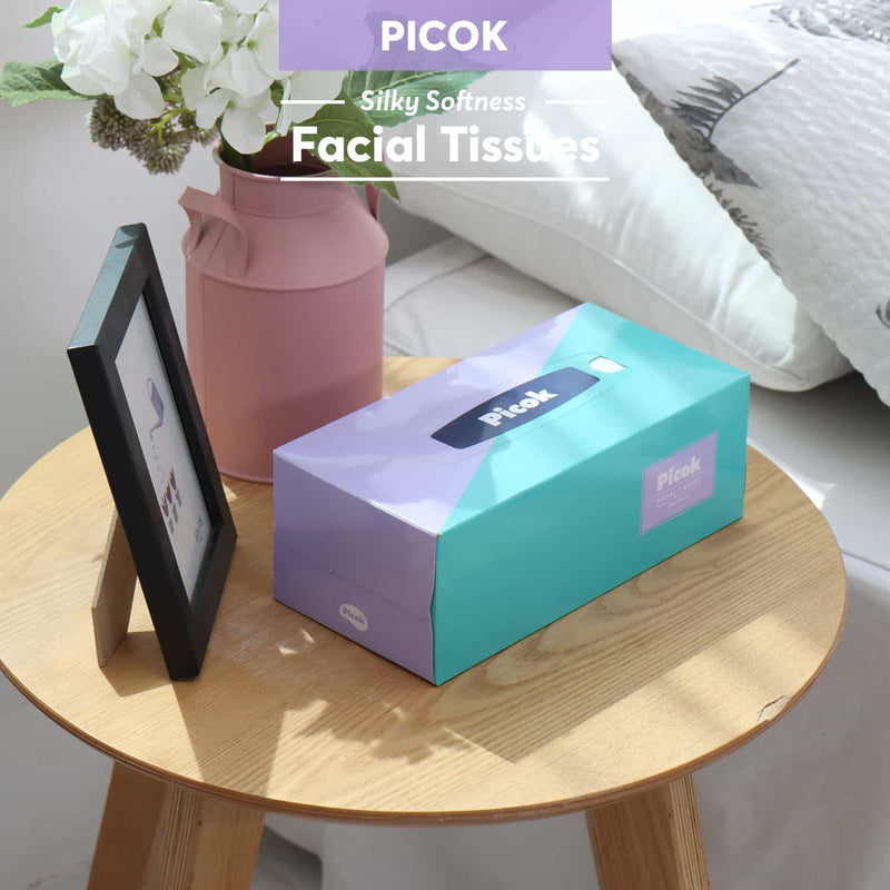 Picok Silky Facial Tissues 3Boxes X 8Packs ( 24 Boxes ) Bulk