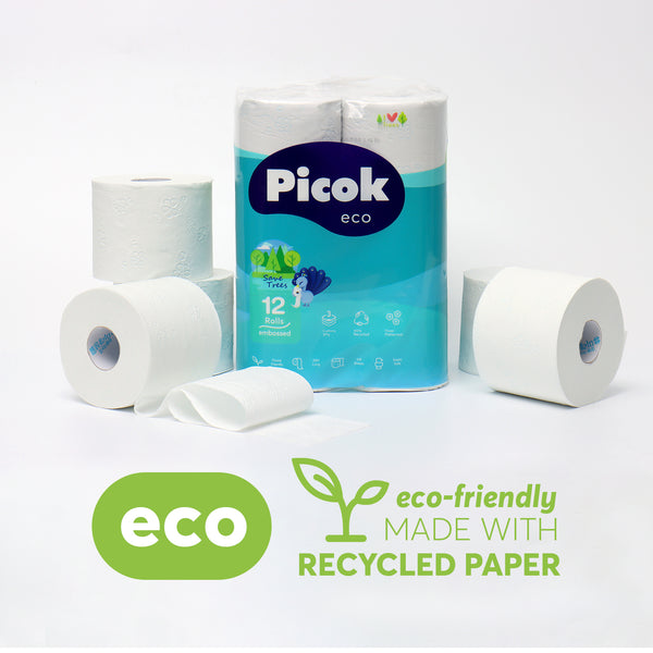 Picok Eco Toilet Tissue Paper 12Rolls (6Packs) Bulk