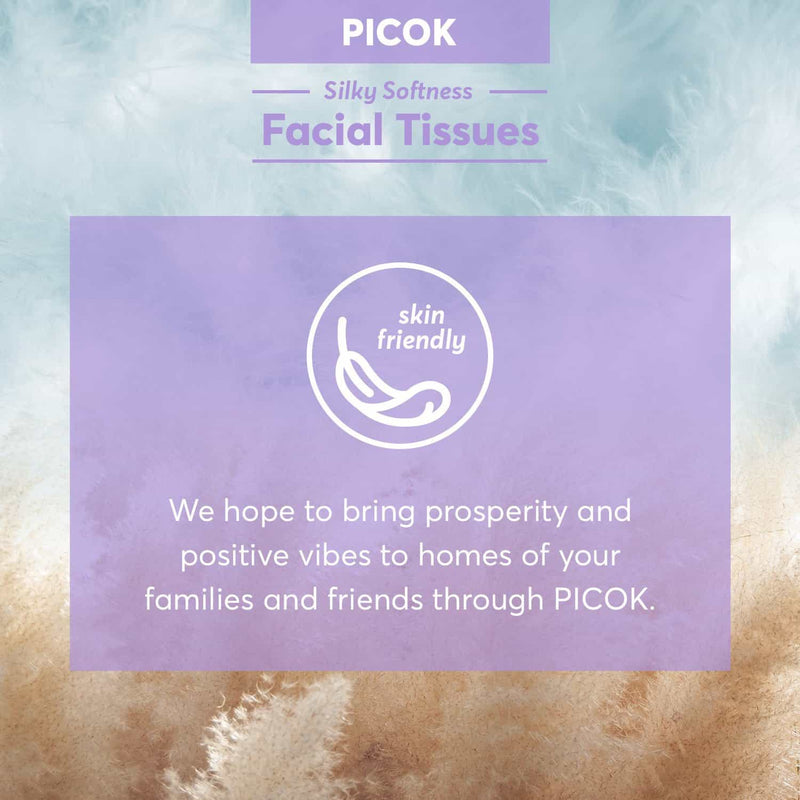 Picok Silky Facial Tissues 3Boxes X 8Packs ( 24 Boxes ) Bulk